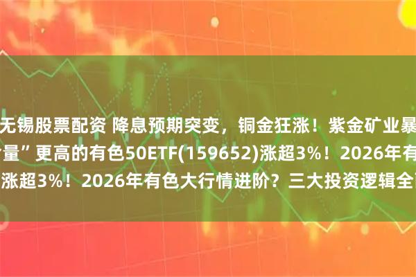 无锡股票配资 降息预期突变，铜金狂涨！紫金矿业暴涨超4%，“金铜含量”更高的有色50ETF(159652)涨超3%！2026年有色大行情进阶？三大投资逻辑全面解析