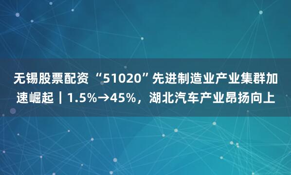 无锡股票配资 “51020”先进制造业产业集群加速崛起｜1.5%→45%，湖北汽车产业昂扬向上